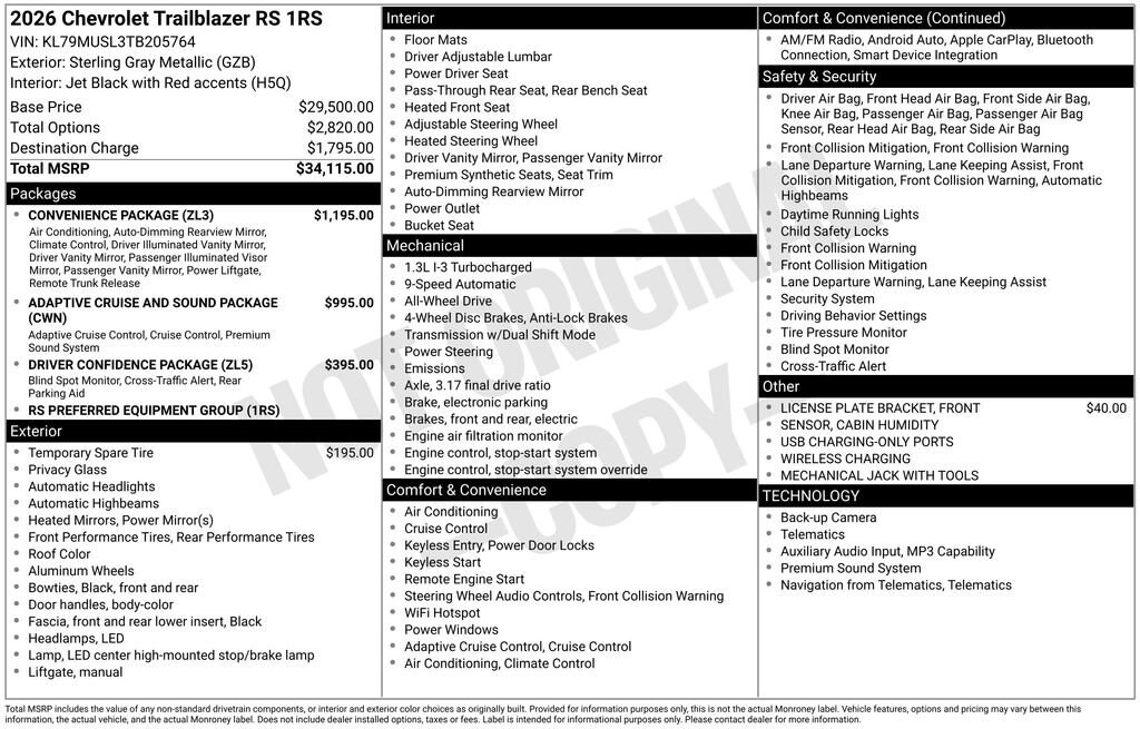 New 2026 Chevrolet Trailblazer RS SUV
