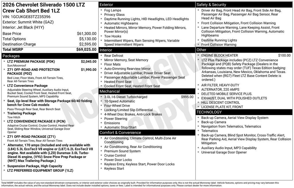 New 2026 Chevrolet Silverado 1500 LTZ Truck