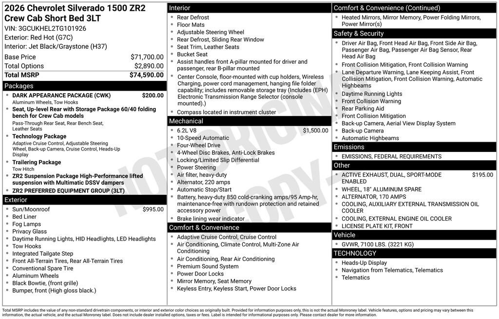 New 2026 Chevrolet Silverado 1500 ZR2 Truck
