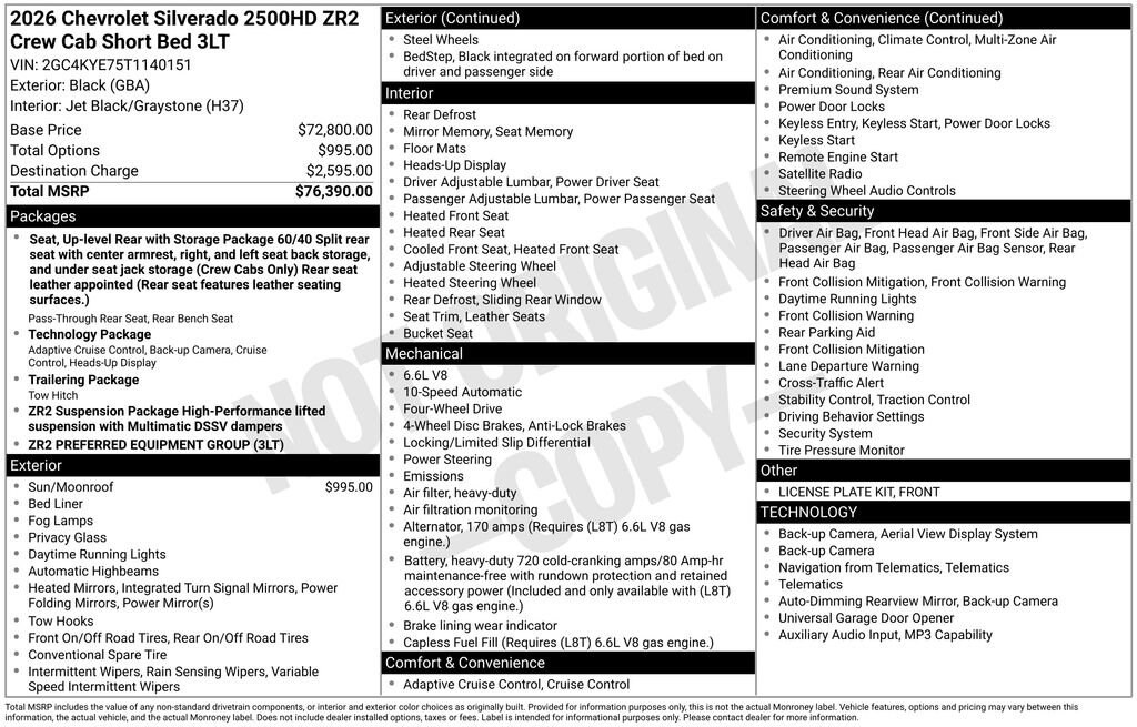 New 2026 Chevrolet Silverado 2500 HD ZR2 Truck