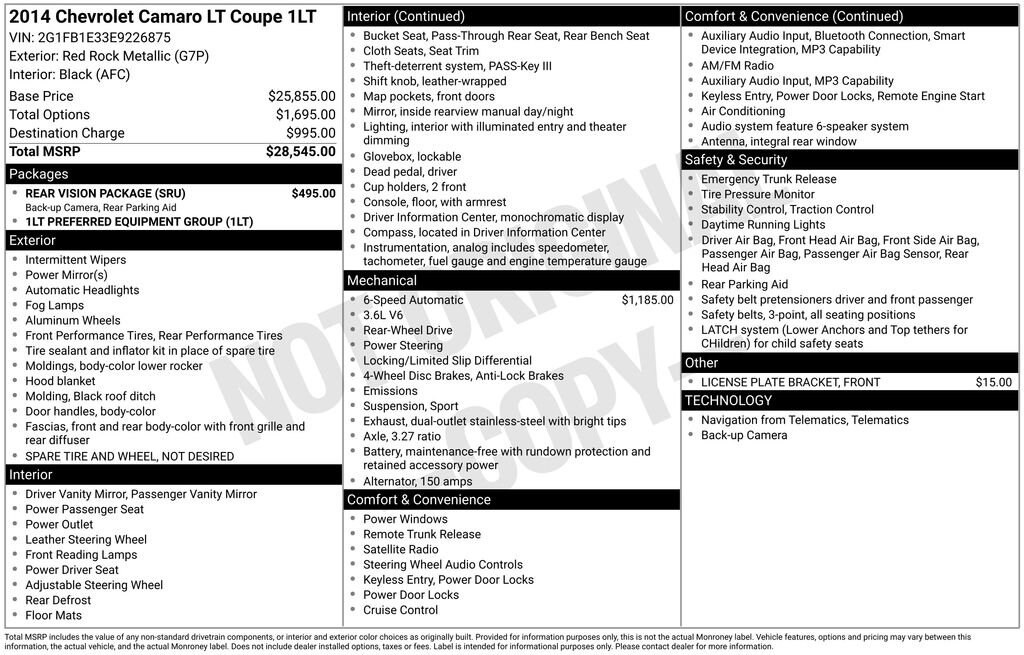 Used 2014 Chevrolet Camaro LT Performance