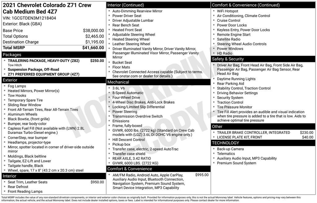 Used 2021 Chevrolet Colorado Z71 Truck