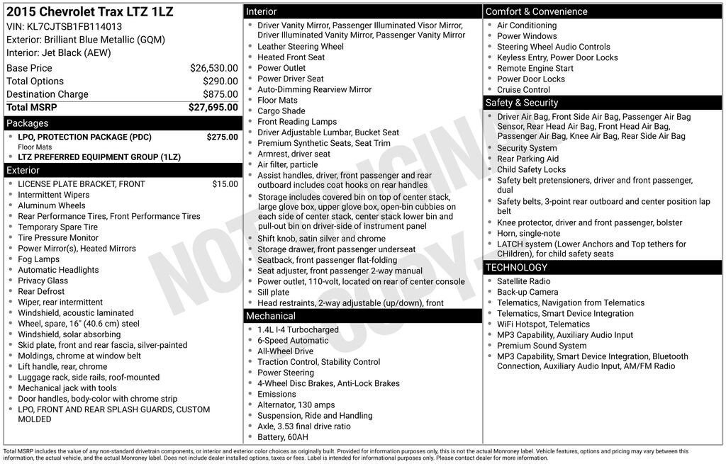Used 2015 Chevrolet Trax LTZ SUV