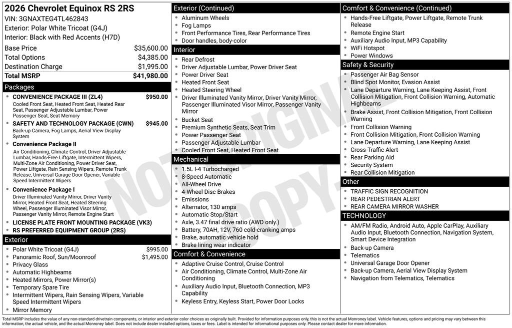 New 2026 Chevrolet Equinox RS SUV