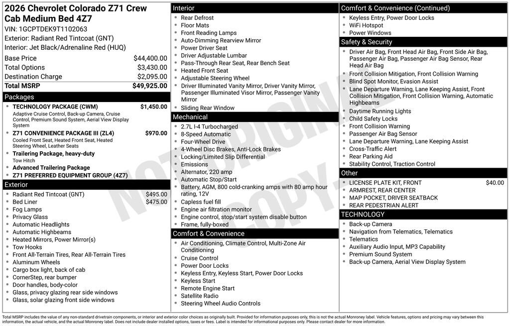 New 2026 Chevrolet Colorado Z71 Truck