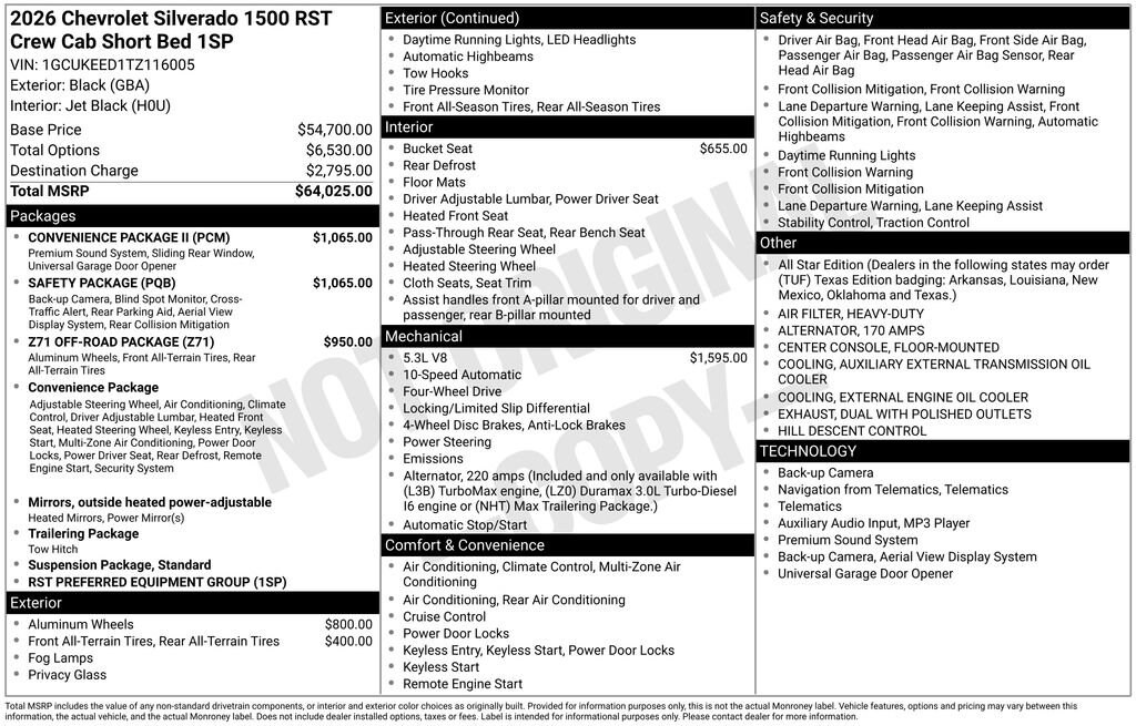 New 2026 Chevrolet Silverado 1500 RST Truck