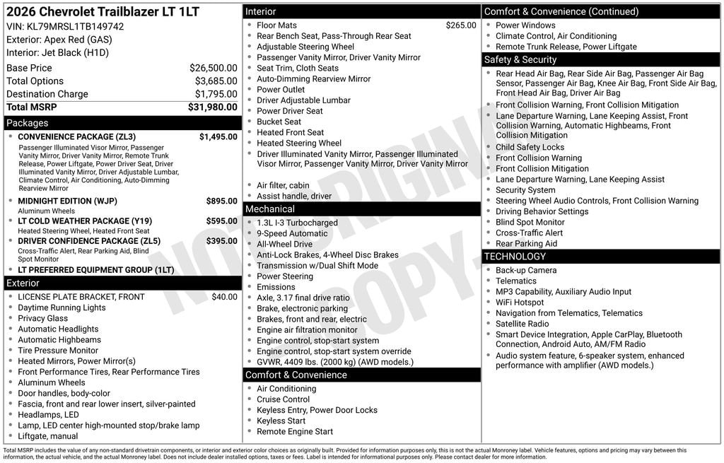 New 2026 Chevrolet Trailblazer LT SUV
