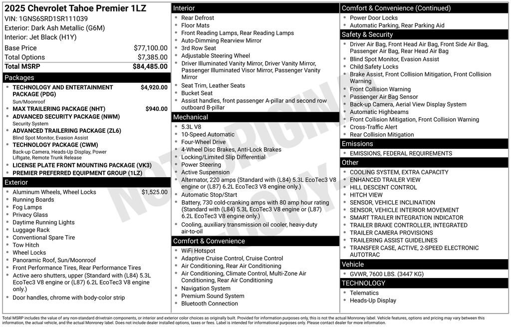 New 2025 Chevrolet Tahoe Premier SUV