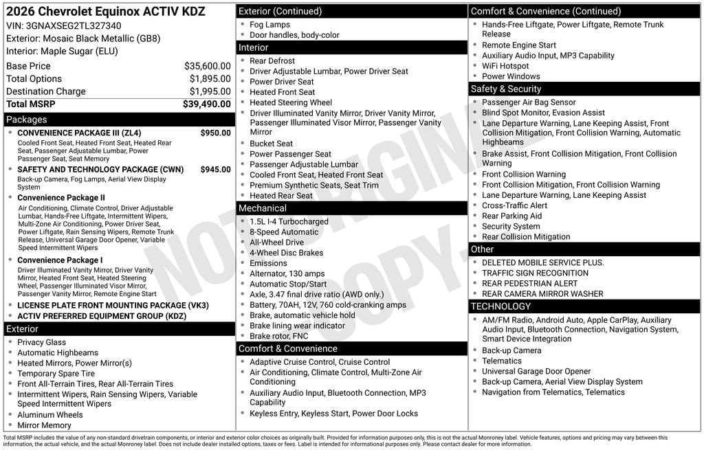 New 2026 Chevrolet Equinox Activ SUV