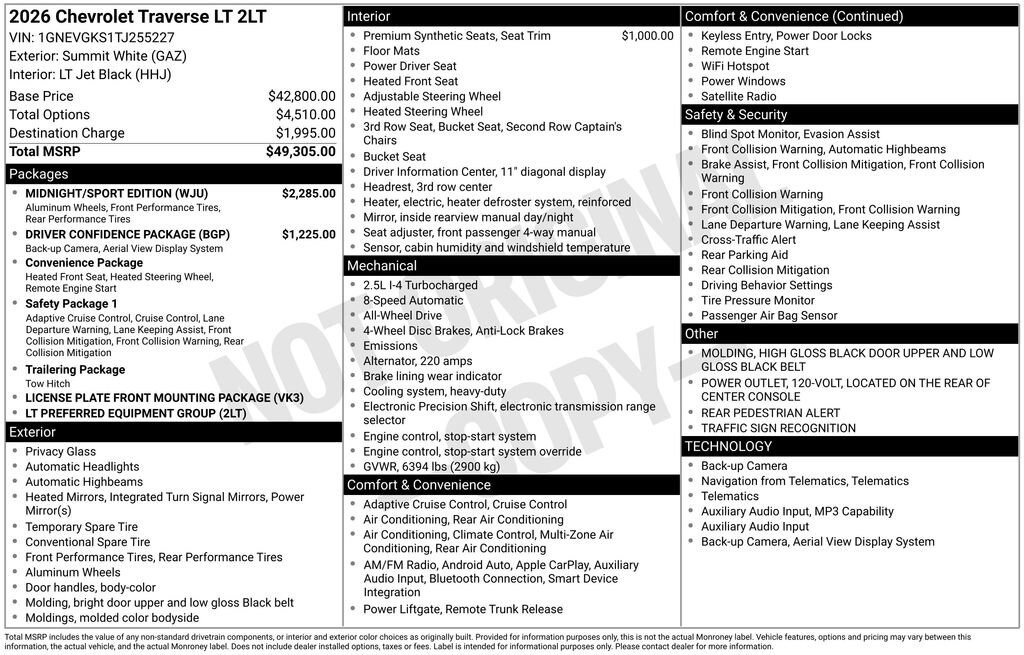 New 2026 Chevrolet Traverse LT SUV