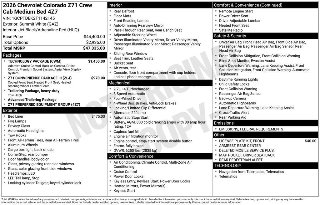 New 2026 Chevrolet Colorado Z71 Truck