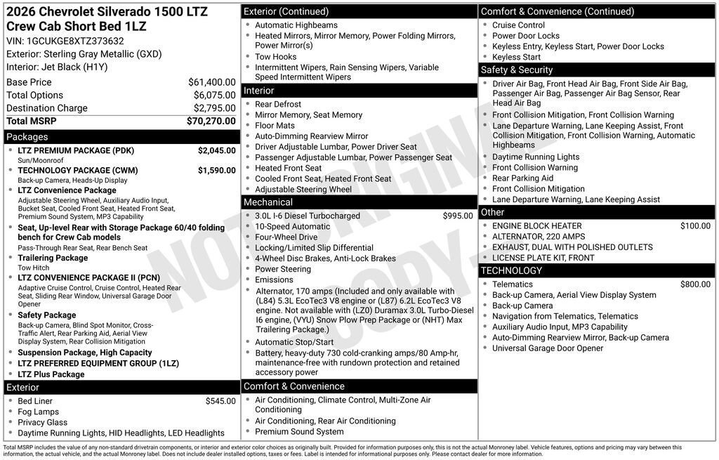 New 2026 Chevrolet Silverado 1500 LTZ Truck