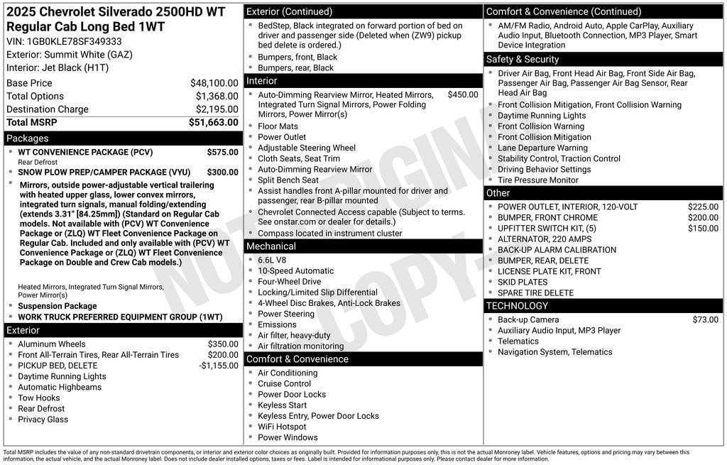 New 2025 Chevrolet Silverado 2500 HD WT Truck