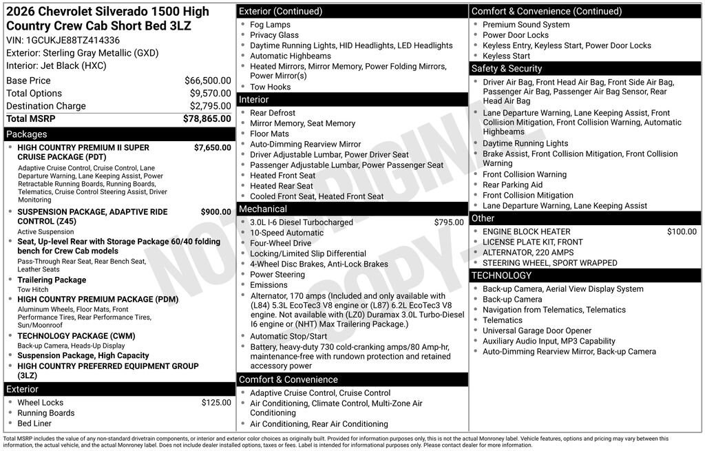 New 2026 Chevrolet Silverado 1500 High Country Truck
