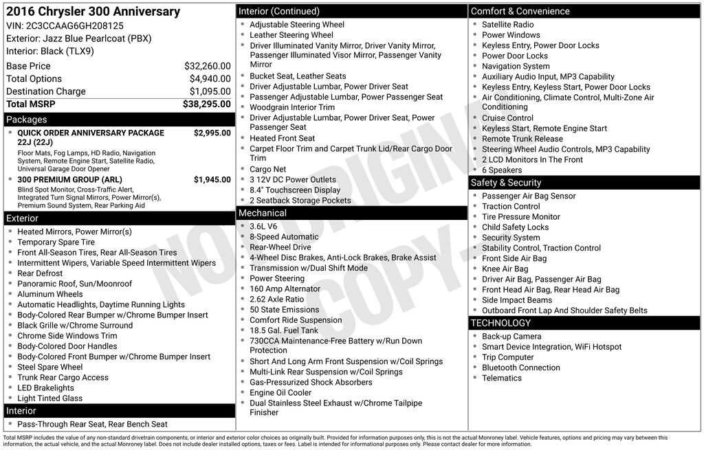 Used 2016 Chrysler 300 Anniversary Edition