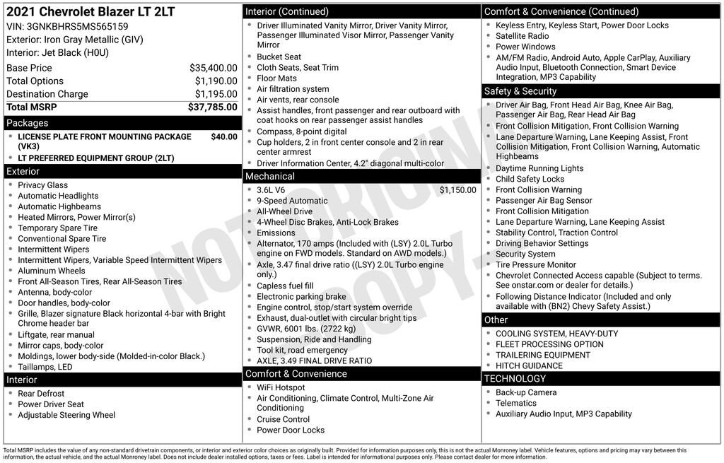 Used 2021 Chevrolet Blazer 2LT SUV