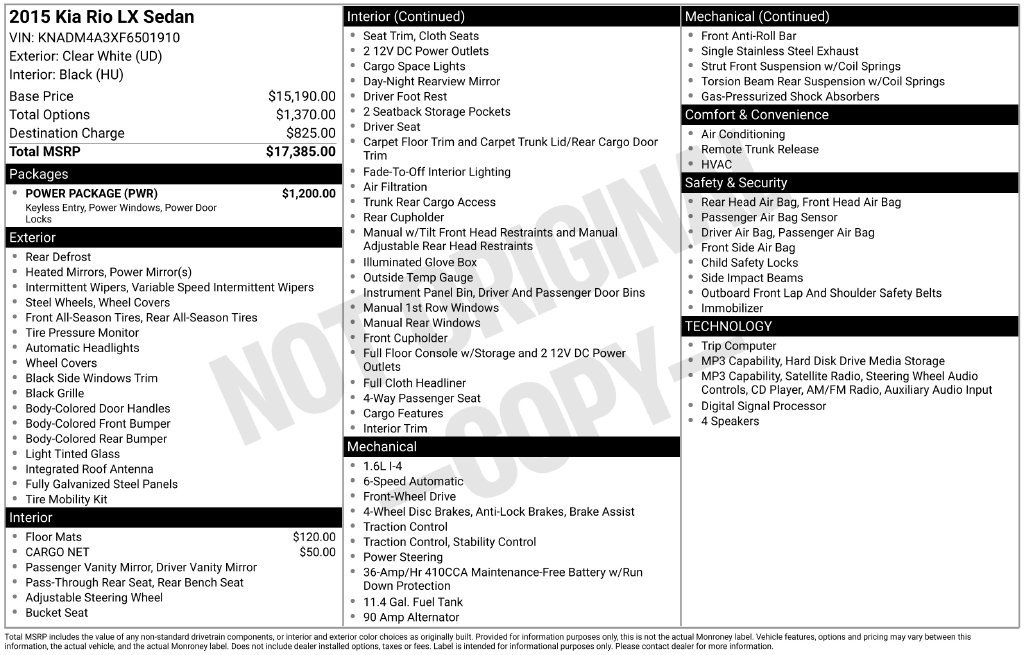 Used 2015 Kia Rio LX