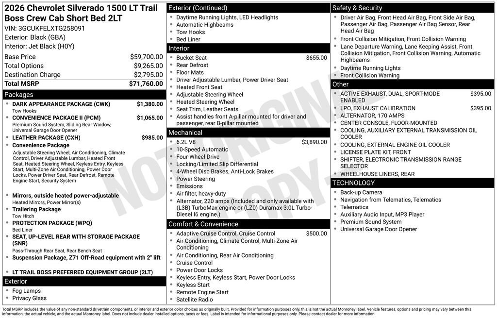 New 2026 Chevrolet Silverado 1500 LT Trail Boss Truck