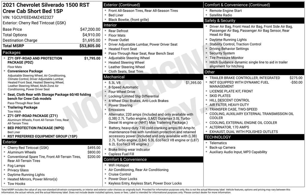 Used 2021 Chevrolet Silverado 1500 RST Truck