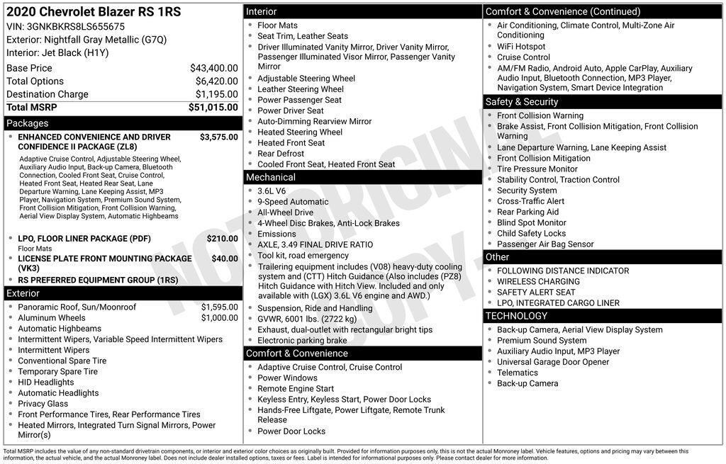 Used 2020 Chevrolet Blazer RS SUV