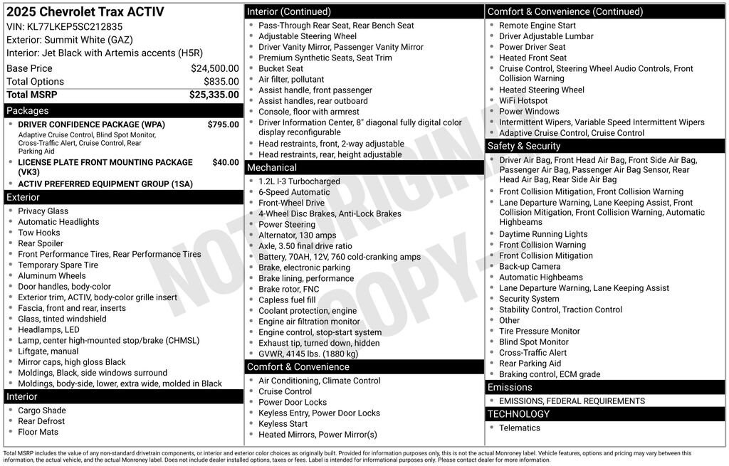 New 2025 Chevrolet Trax Activ SUV