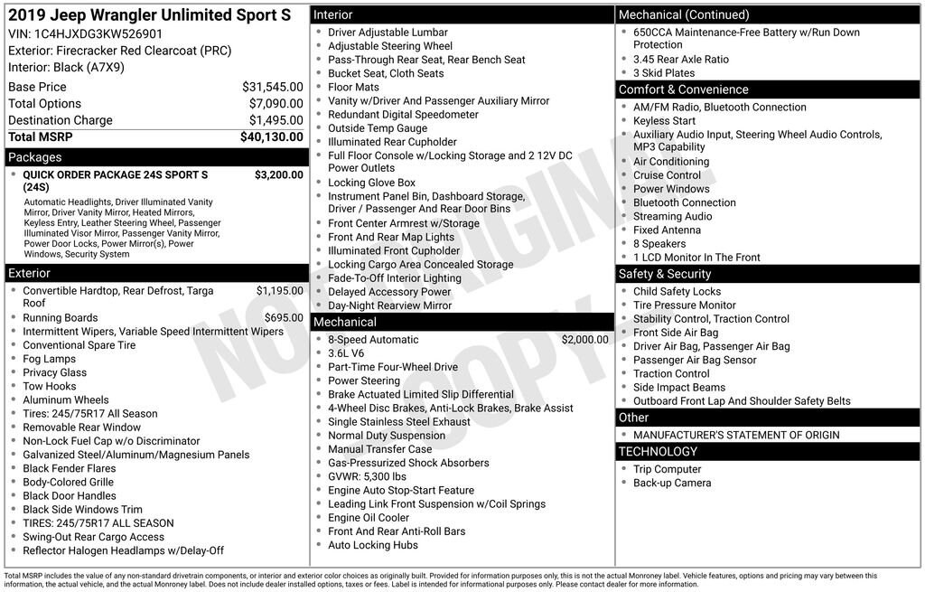 Used 2019 Jeep Wrangler Unlimited Sport S