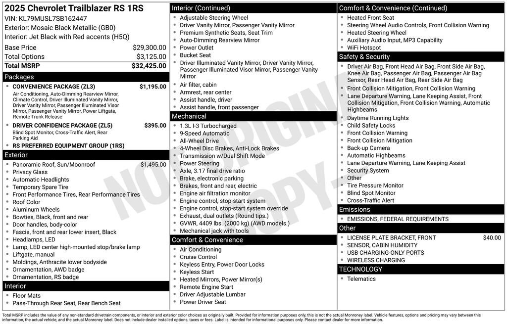 New 2025 Chevrolet Trailblazer RS SUV