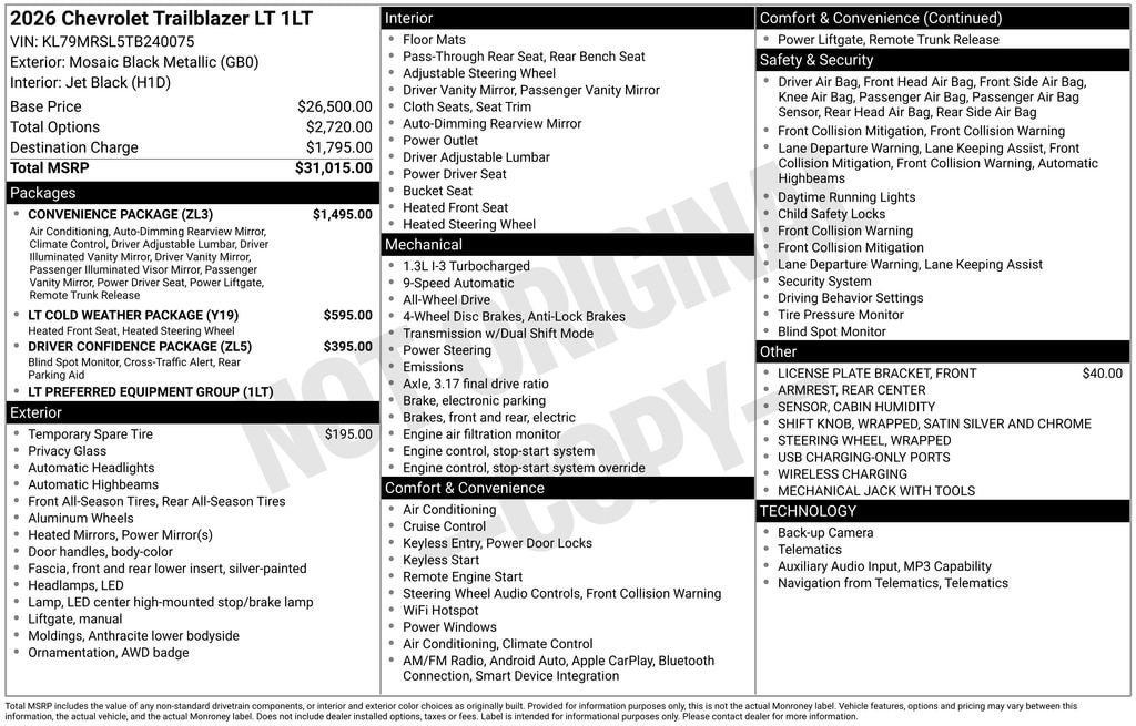 New 2026 Chevrolet Trailblazer LT SUV