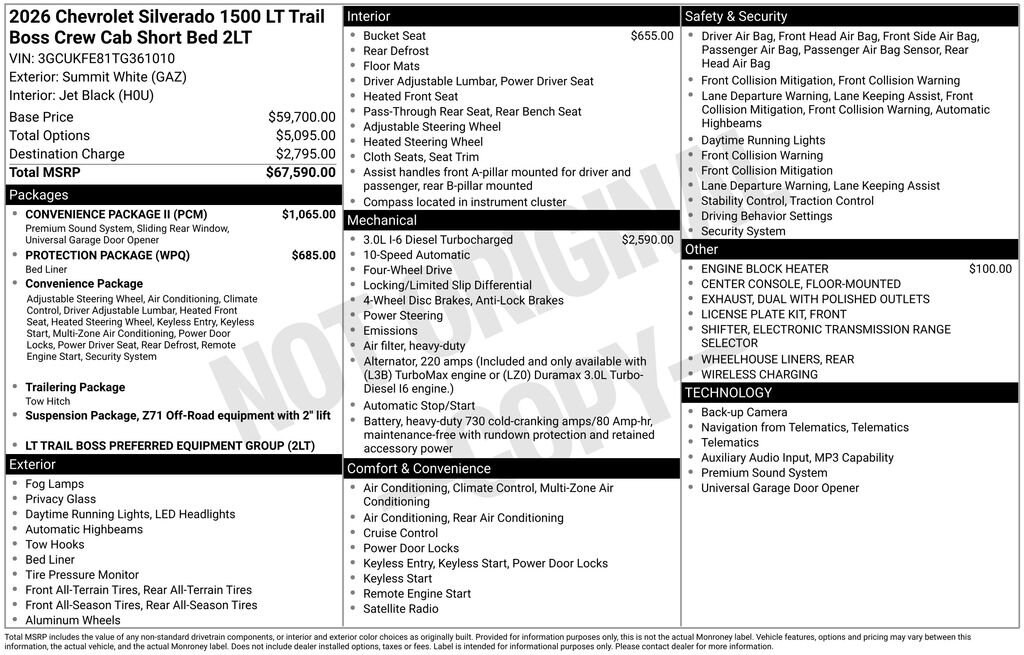 New 2026 Chevrolet Silverado 1500 LT Trail Boss Truck
