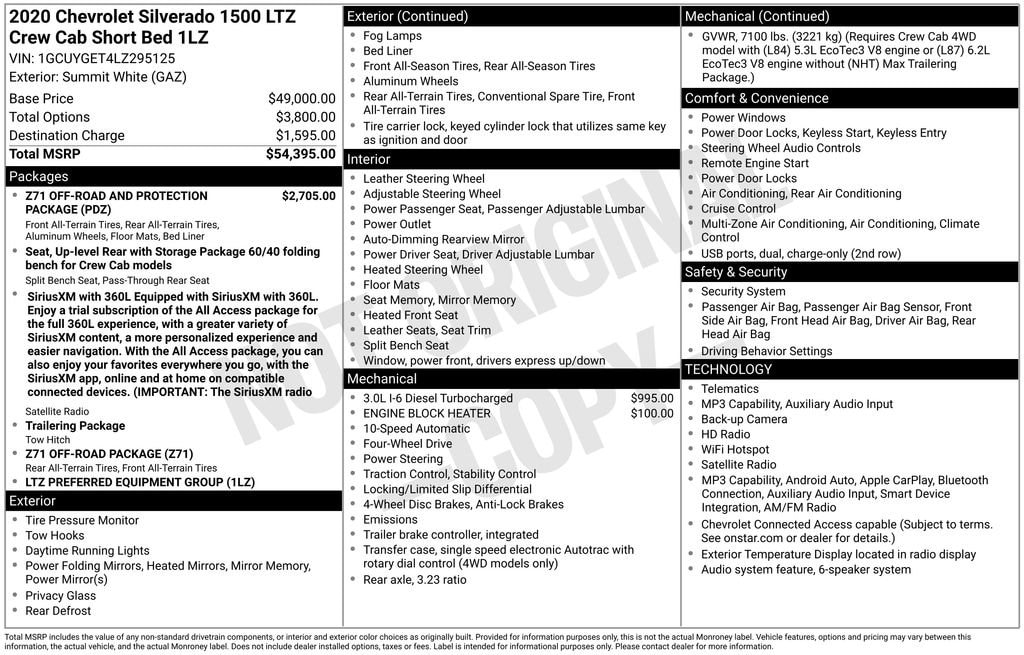 Used 2020 Chevrolet Silverado 1500 LTZ Truck
