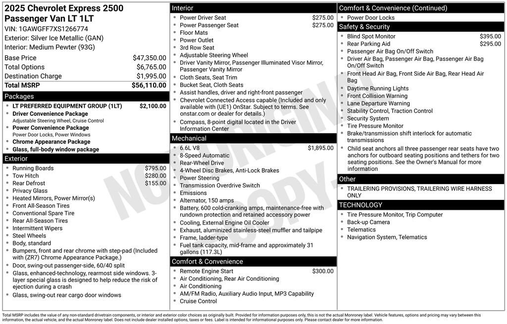 Used 2025 Chevrolet Express Passenger 1LT Van