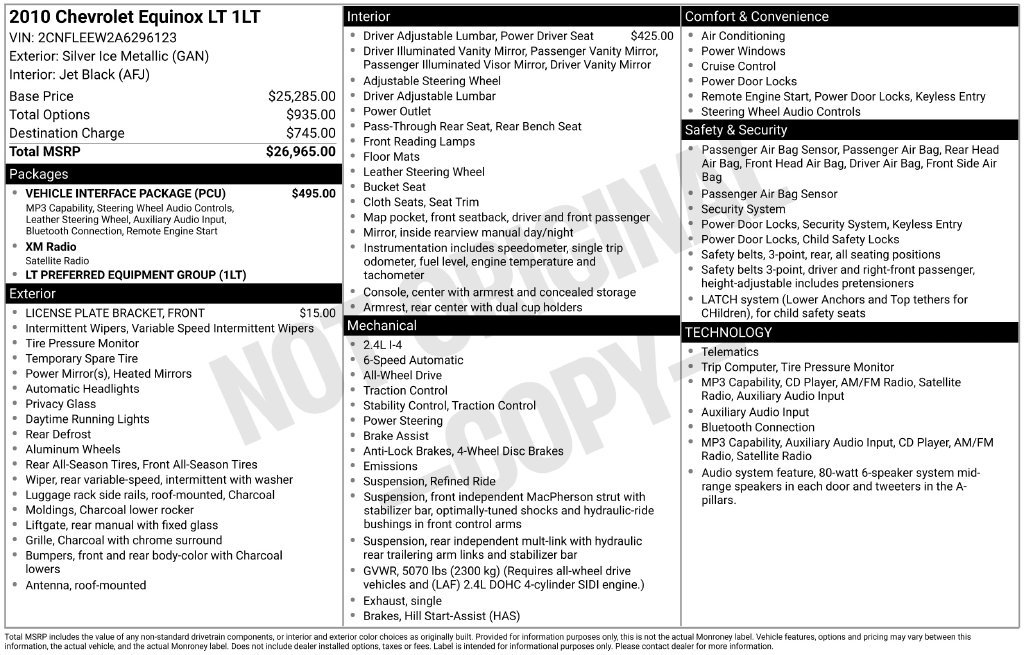 Used 2010 Chevrolet Equinox 1LT with VIN 2CNFLEEW2A6296123 for sale in Omaha, NE