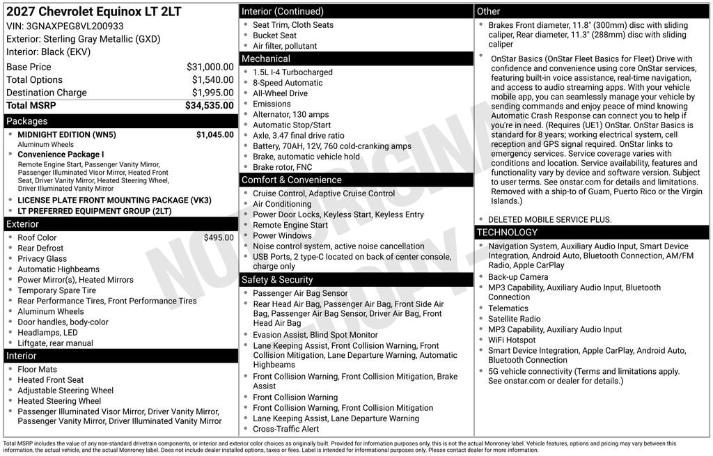 New 2027 Chevrolet Equinox LT SUV