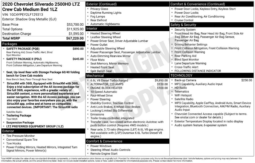 Used 2020 Chevrolet Silverado 2500 HD LTZ Truck