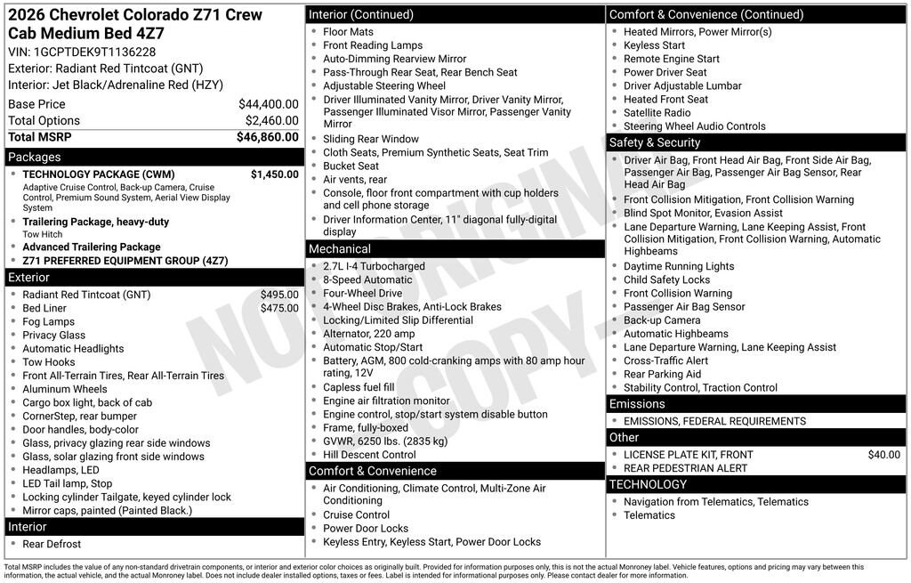 New 2026 Chevrolet Colorado Z71 Truck