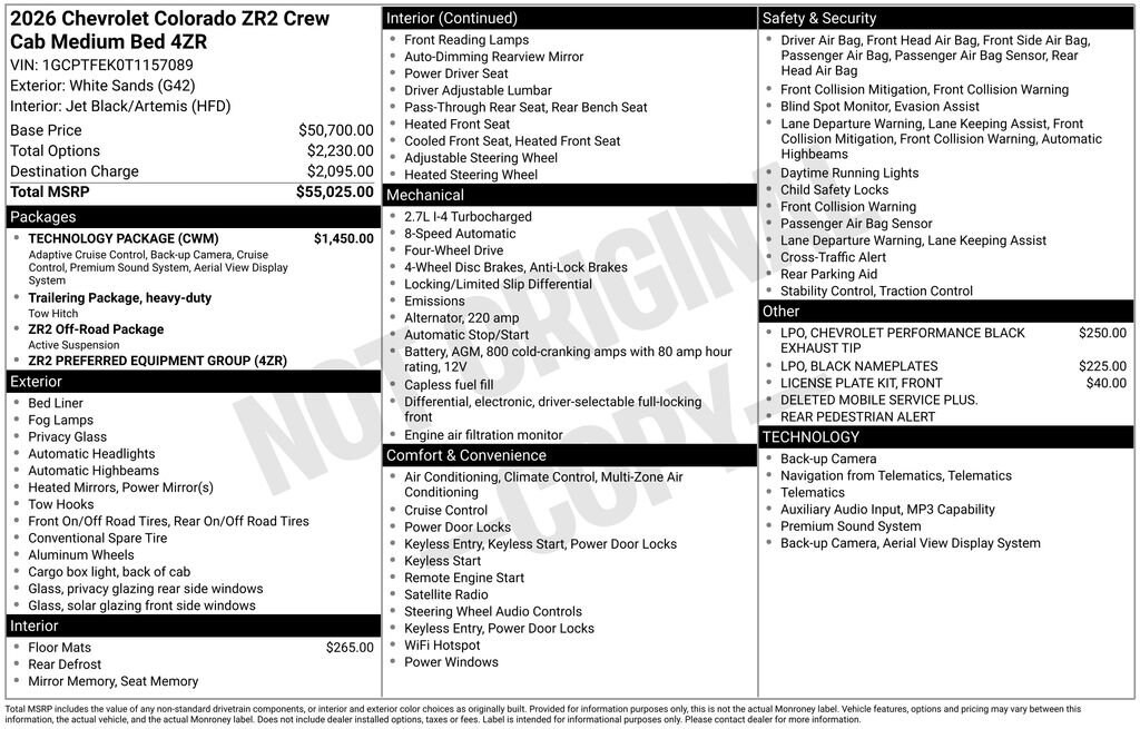New 2026 Chevrolet Colorado ZR2 Truck