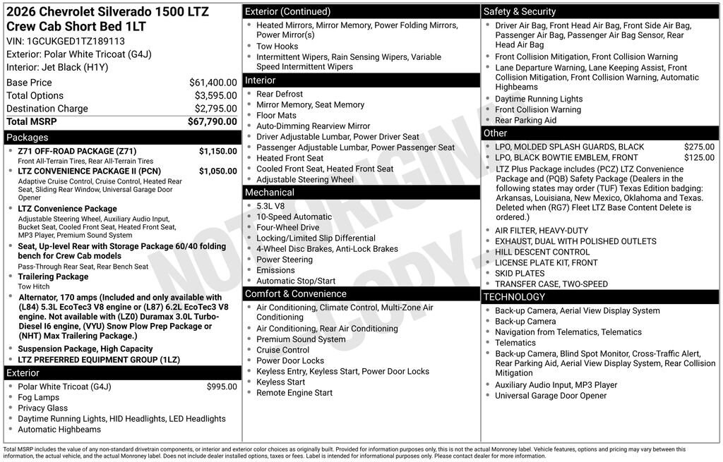 New 2026 Chevrolet Silverado 1500 LTZ Truck