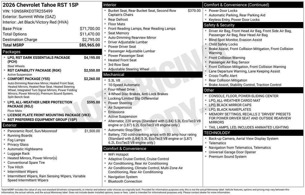 New 2026 Chevrolet Tahoe RST SUV