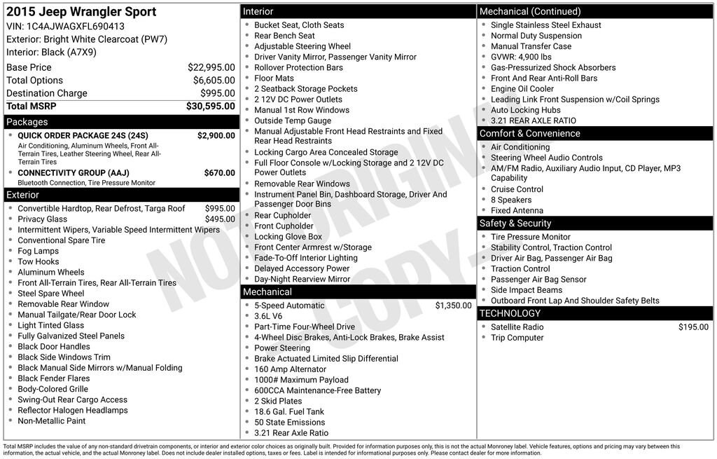 Used 2015 Jeep Wrangler Sport