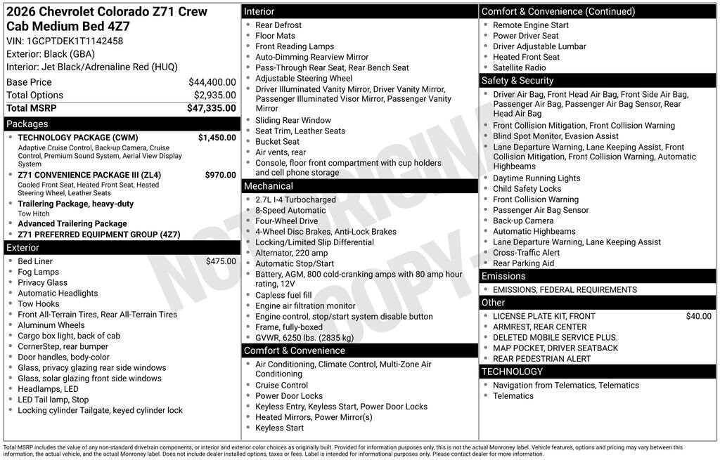 New 2026 Chevrolet Colorado Z71 Truck