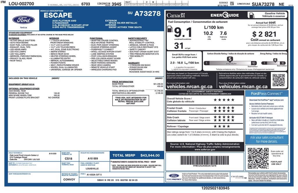 Used 2025 Ford Escape Platinum