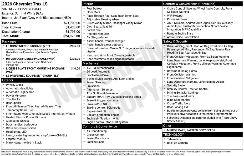 New 2026 Chevrolet Trax LS SUV