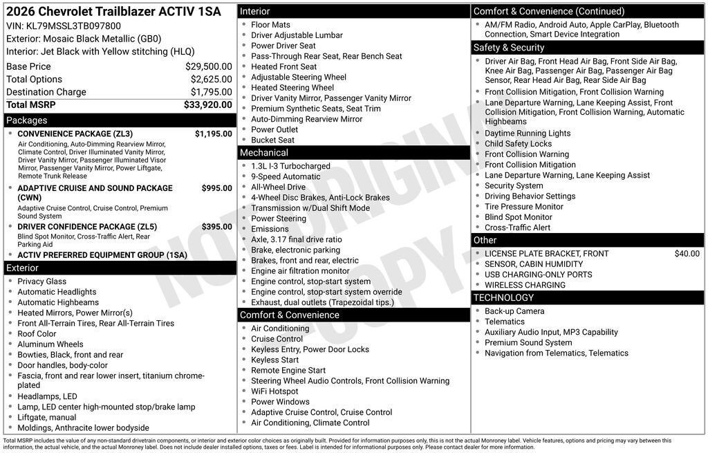 New 2026 Chevrolet Trailblazer Activ SUV