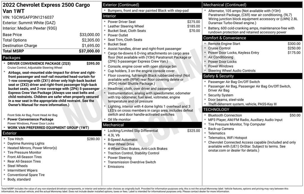Used 2022 Chevrolet Express Cargo Work Van with VIN 1GCWGAFP3N1216037 for sale in Omaha, NE