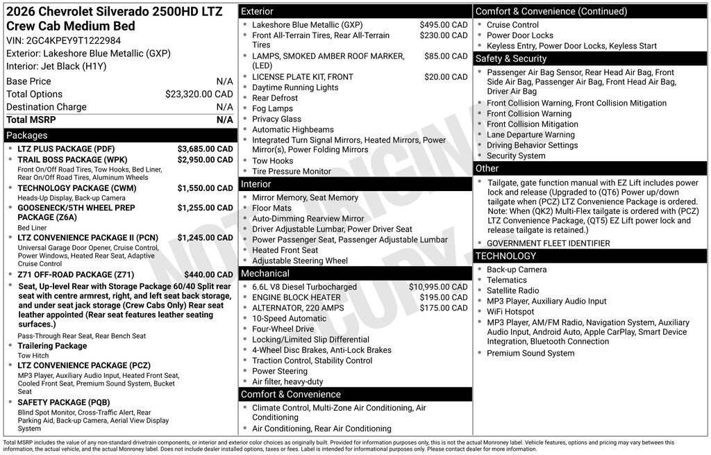 New 2026 Chevrolet Silverado 2500 HD LTZ Truck