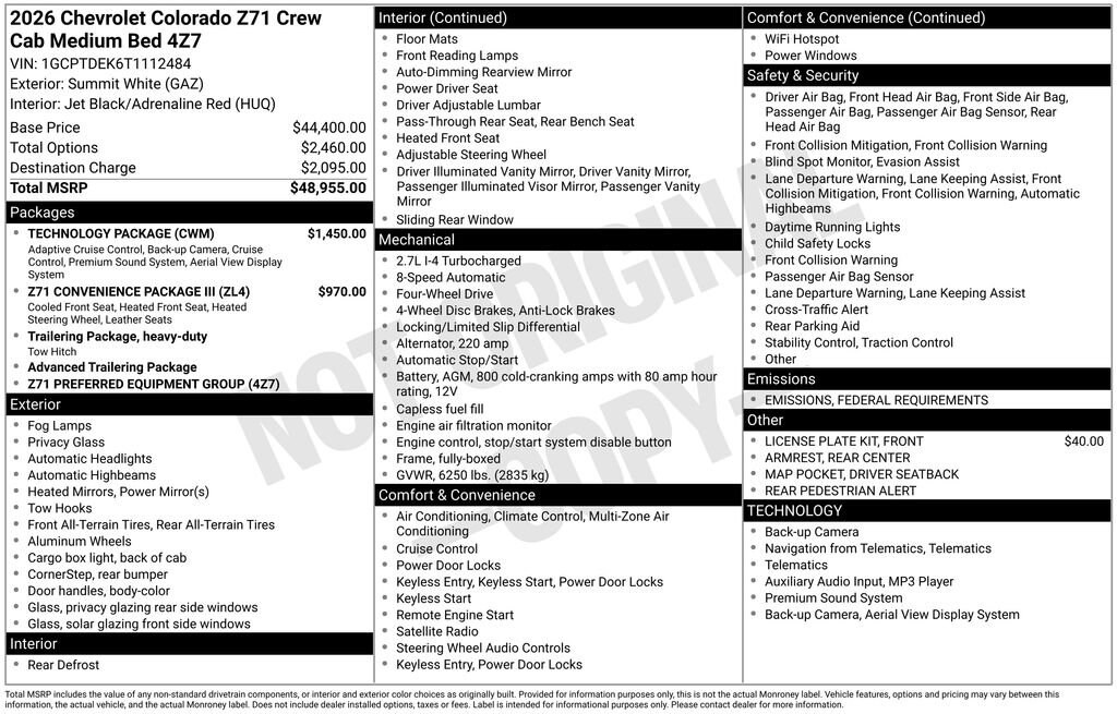 New 2026 Chevrolet Colorado Z71 Truck