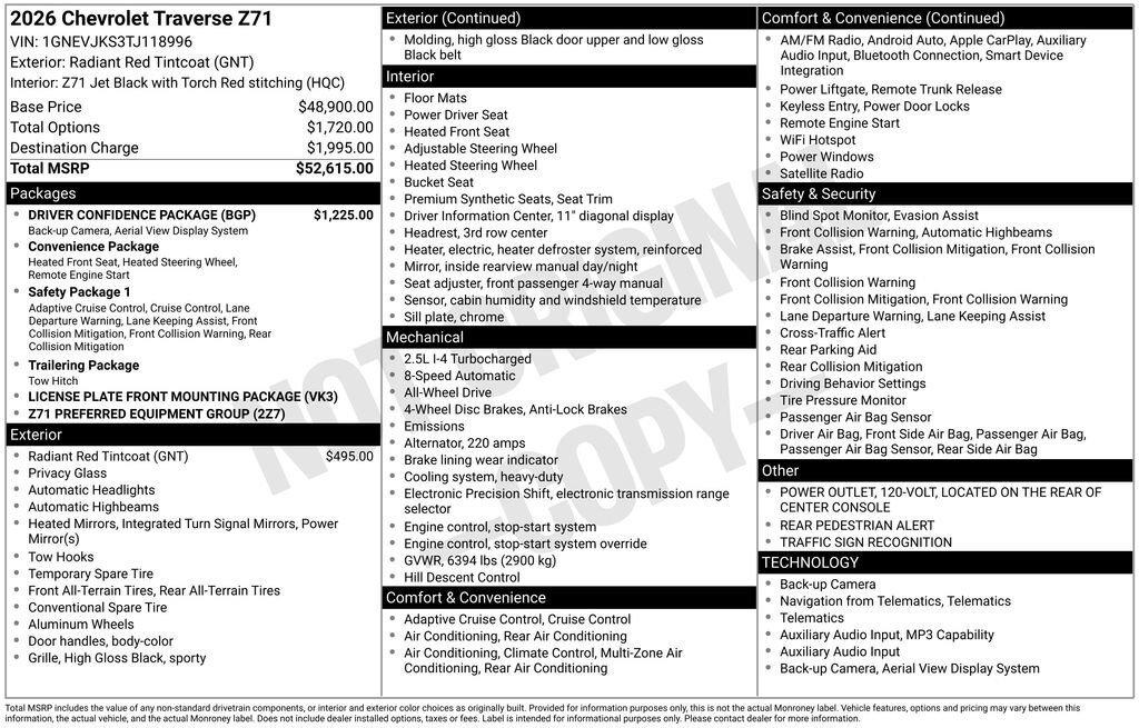 New 2026 Chevrolet Traverse Z71 SUV