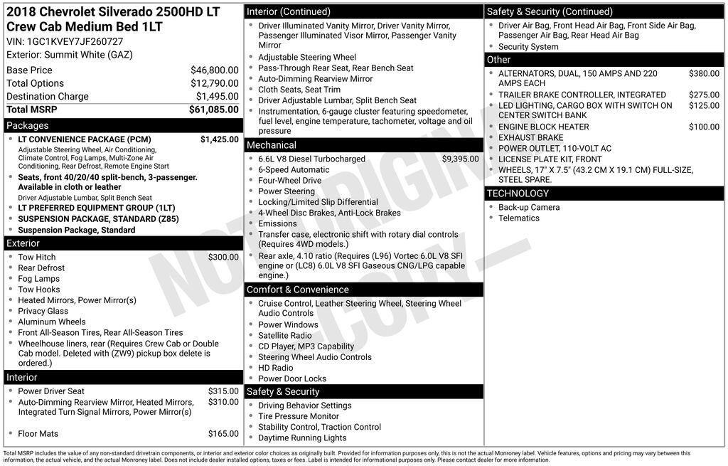 Used 2018 Chevrolet Silverado 2500 HD LT Truck