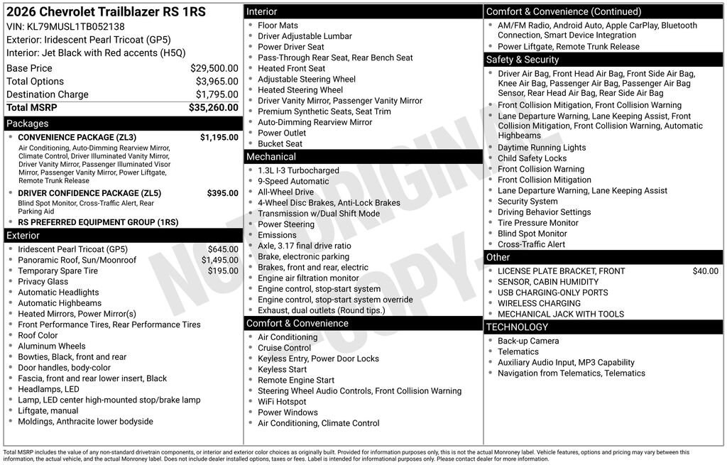 New 2026 Chevrolet Trailblazer RS SUV