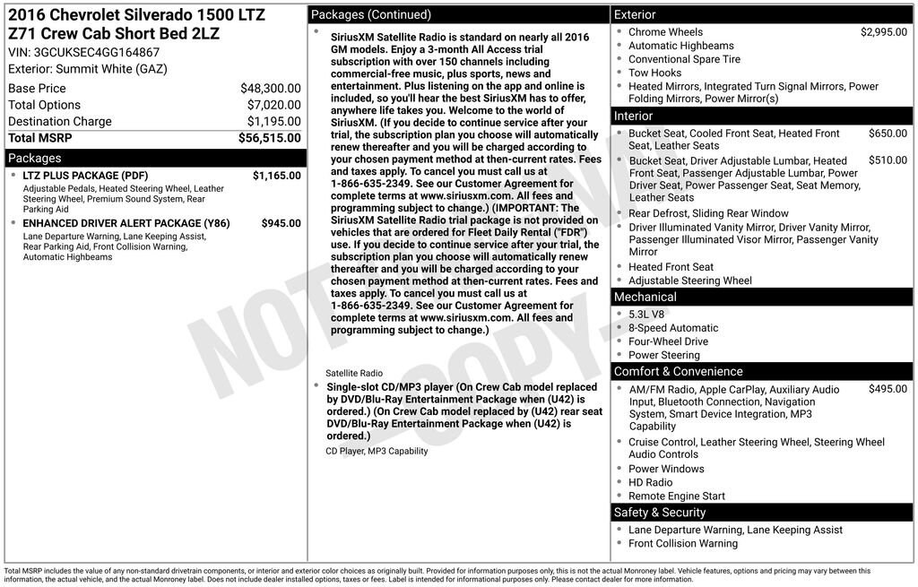 Used 2016 Chevrolet Silverado 1500 LTZ Truck